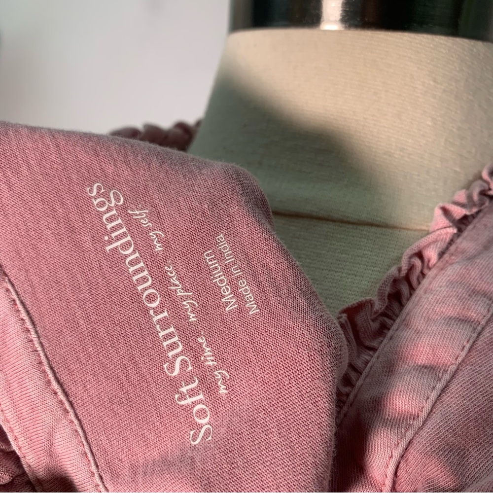 Soft Surrounfings Cotton pink Embroidery Long Sleeve Boho Size M - Picture 10 of 11